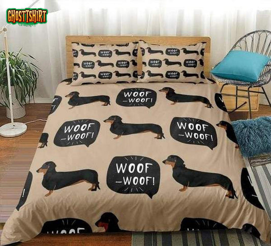 Cartoon Sausage Dog Cotton Bed Sheets Spread Comforter Duvet Cover Bedding Set