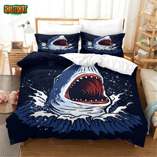 Cartoon Sea Shark Bed Sheets Spread Duvet Cover Bedding Set