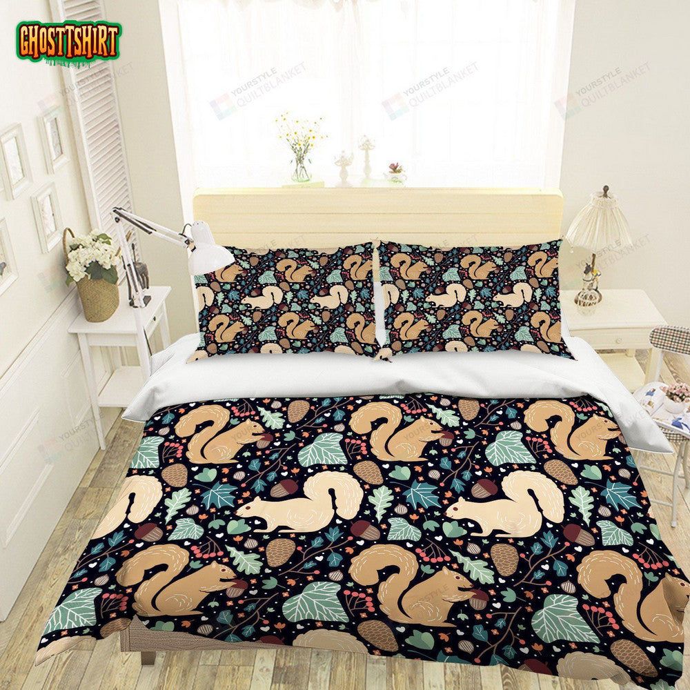 Cartoon Squirrel Bed Sheets Duvet Cover Bedding Set
