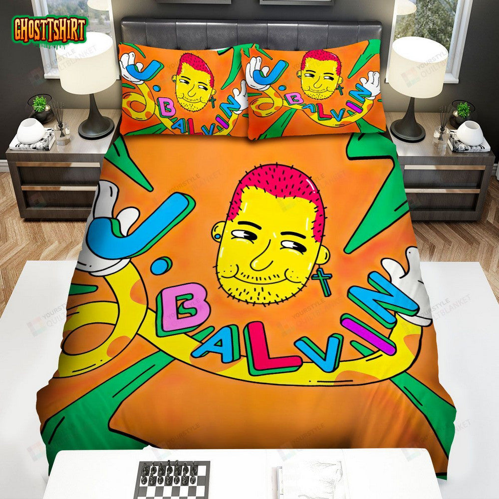 Cartoon Style J Balvin Bed Sheets Spread Duvet Cover Bedding Set