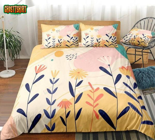 Cartoon Sunflower Cotton Bed Sheets Spread Comforter Duvet Cover Bedding Set