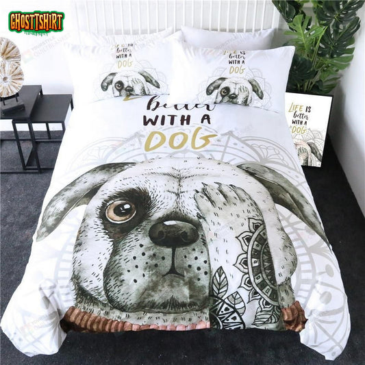 Cartoon Tattoo Dog Cotton Bed Sheets Spread Comforter Duvet Cover Bedding Set