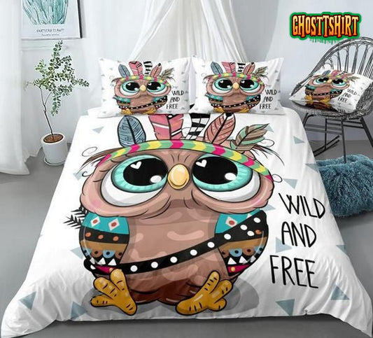 Cartoon Tribal Owl Native Wild And Free Bed Sheets Duvet Cover Bedding Set