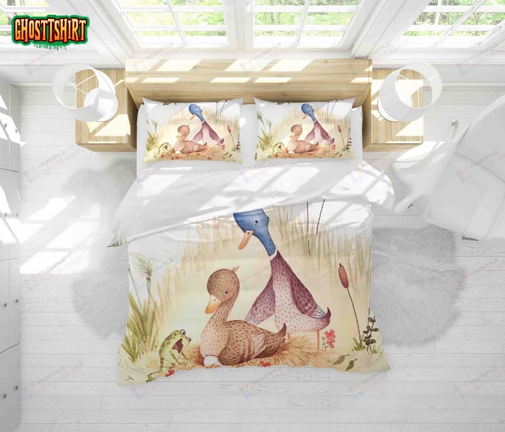 Cartoon Wild Duck Bed Sheets Duvet Cover Bedding Set