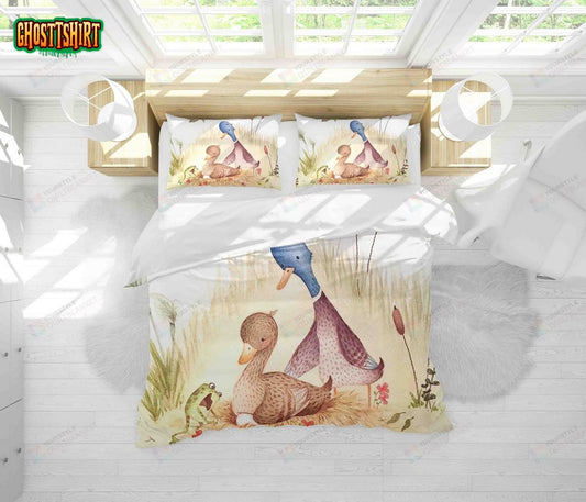 Cartoon Wild Duck Bed Sheets Duvet Cover Bedding Set