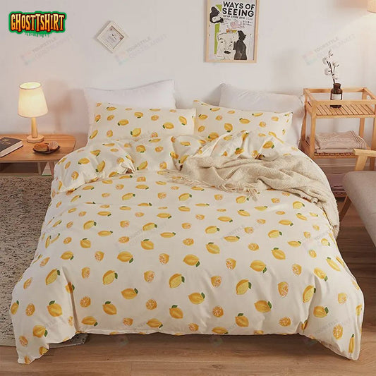 Cartoon Yellow Lemons Pattern Bedding Set