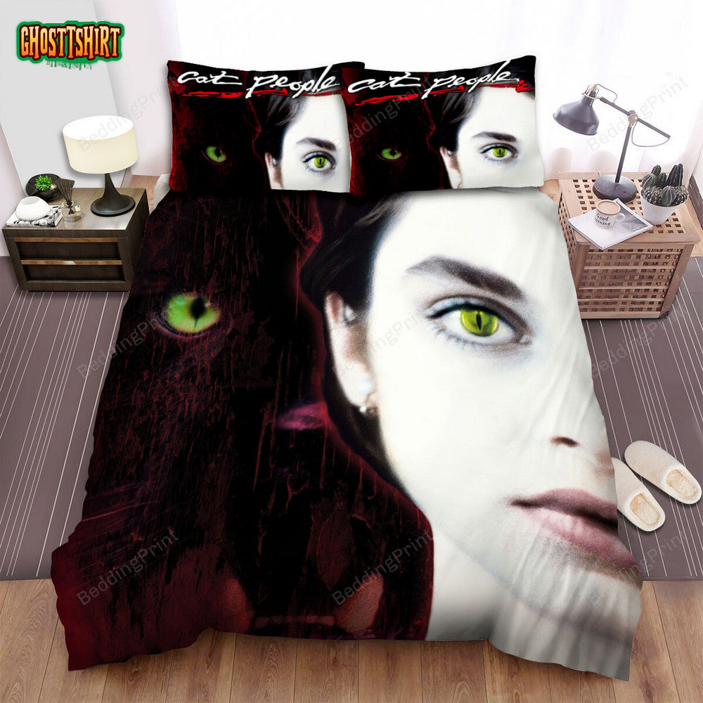 Cat People (1982) Cat Before Woman Movie Poster Bed Sheets Duvet Cover Bedding Set