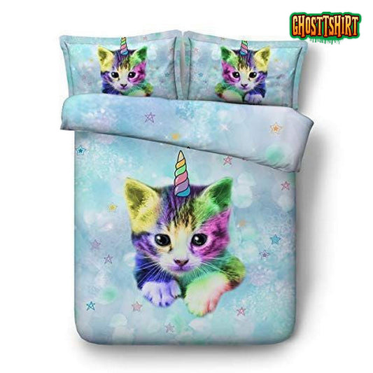 Cat Unicorn Bed Sheets Duvet Cover Bedding Set