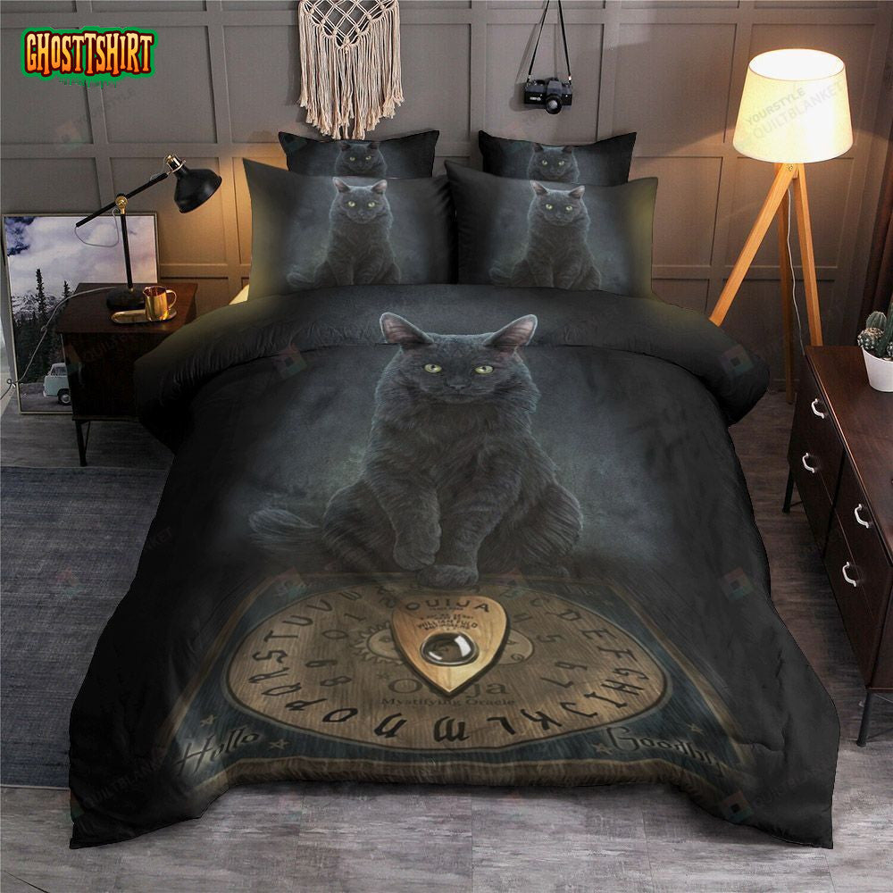 Cat With Ouija Board Bed Sheets Spread Duvet Cover Bedding Set