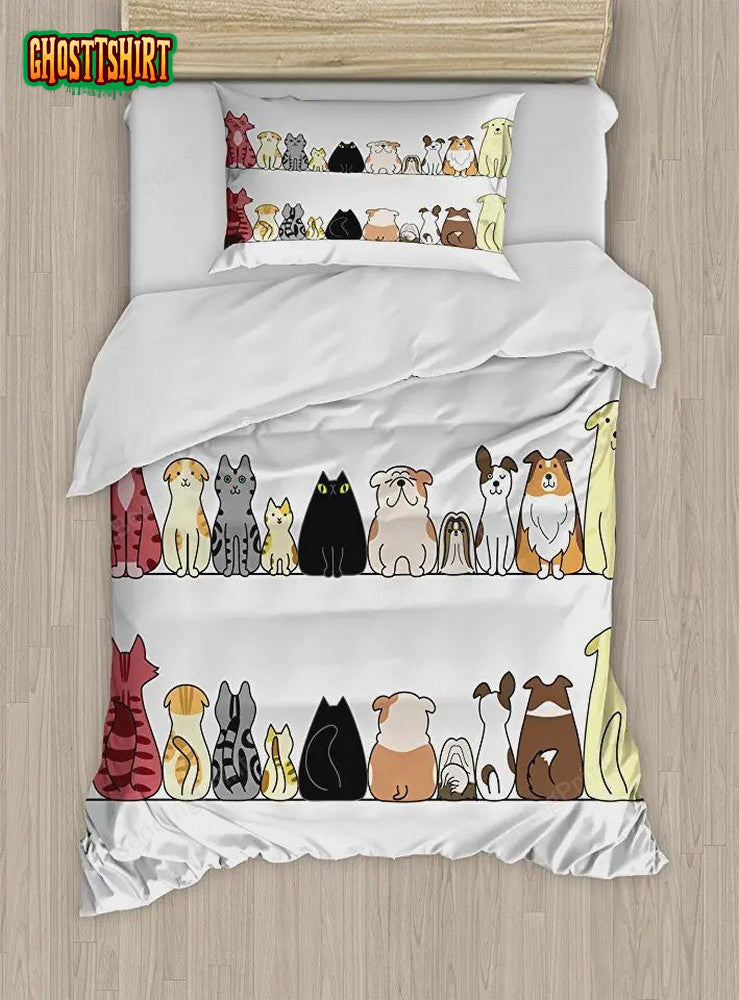 Cats And Dogs Bed Sheets Duvet Cover Bedding Set