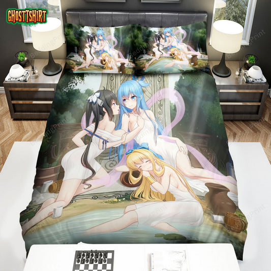 Cautious Hero Ristarte & The Girls Showering Artwork Bed Sheets Spread Duvet Cover Bedding Set
