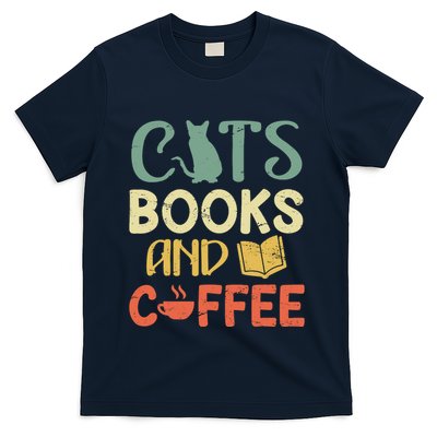 Cats Books And Coffee Cafe Coffee Drinker T-Shirt