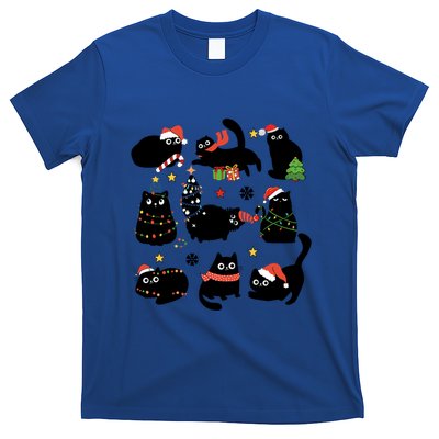 Cute Black Cat Christmas Ornats Lights Xmas Pajamas Gift T-Shirt