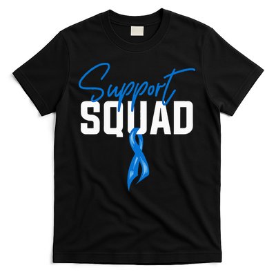 Colon Cancer Awareness Support Squad Blue Ribbon T-Shirt