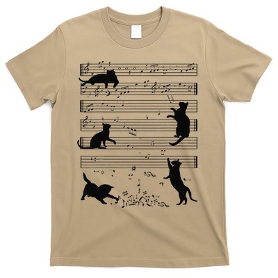 Cute Cat Kitty Playing Music Note Clef Musician Art Funny T-Shirt