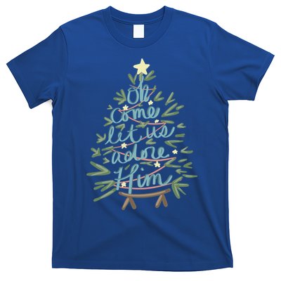 Christian Christ Nativity Christmas Oh Come Let Us Adore Him Great Gift T-Shirt