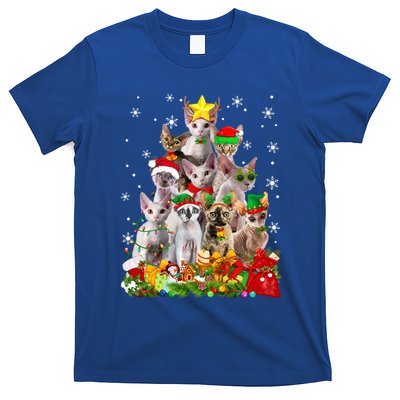 Christmas Devon Rex Cat Funny Xmas Tree Family Matching Gift T-Shirt