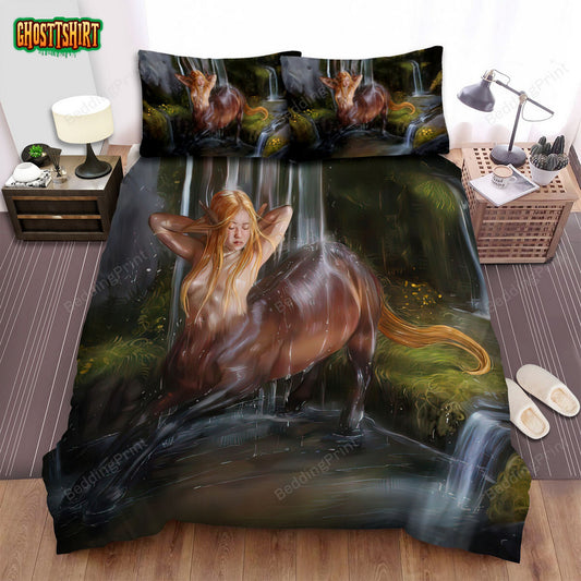 Centaur Girl Showering Artwork Bed Sheets Spread Duvet Cover Bedding Set