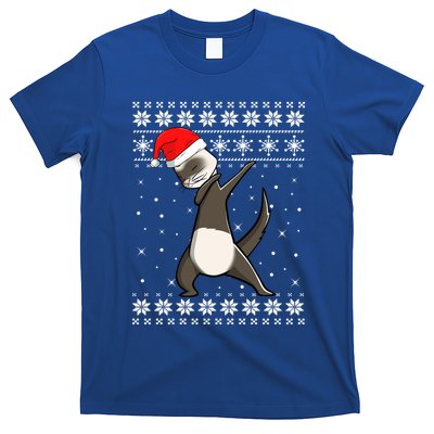 Cute Ferret Dabbing Dance Ugly Sweater Christmas Pajamas Gift T-Shirt
