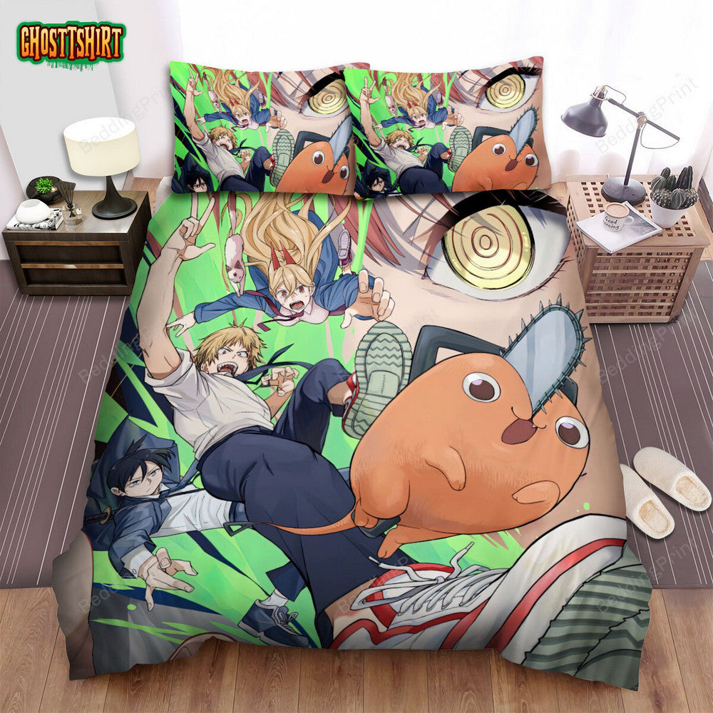 Chainsaw Man Main Characters Poster Bed Sheets Spread Duvet Cover Bedding Set