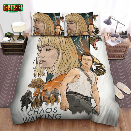 Chaos Walking (2021) Movie Digital Art 2 Bed Sheets Duvet Cover Bedding Set