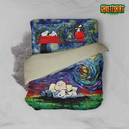 Charlie Brown And Snoopy Woodstock Art Bedding Set