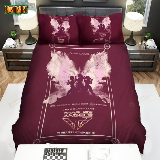 Charlie's Angels (2019) Calling All Angels Art Poster Bed Sheets Duvet Cover Bedding Set
