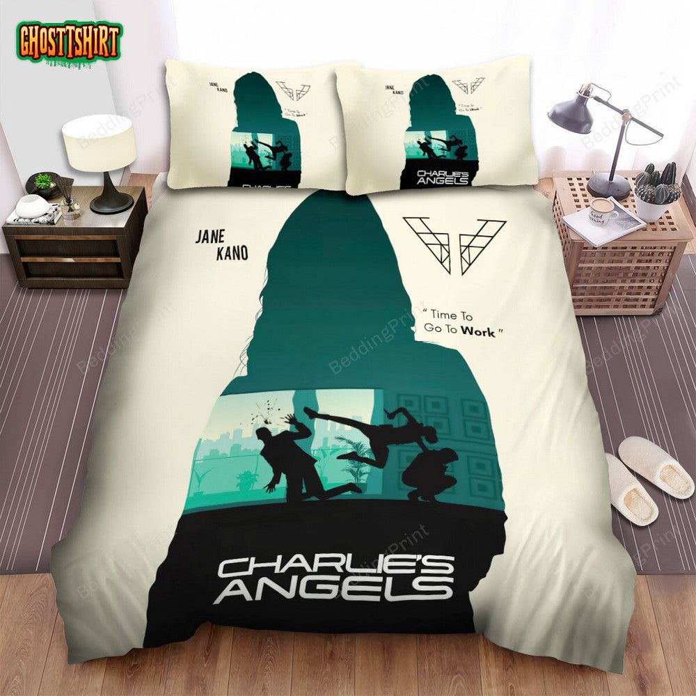 Charlie's Angels (2019) Time To Go To Work Art Poster Bed Sheets Duvet Cover Bedding Set