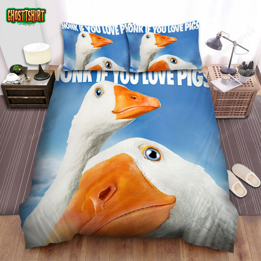 Charlotte's Web (2006) Honk If You Love Pigs Movie Poster Bed Sheets Duvet Cover Bedding Set