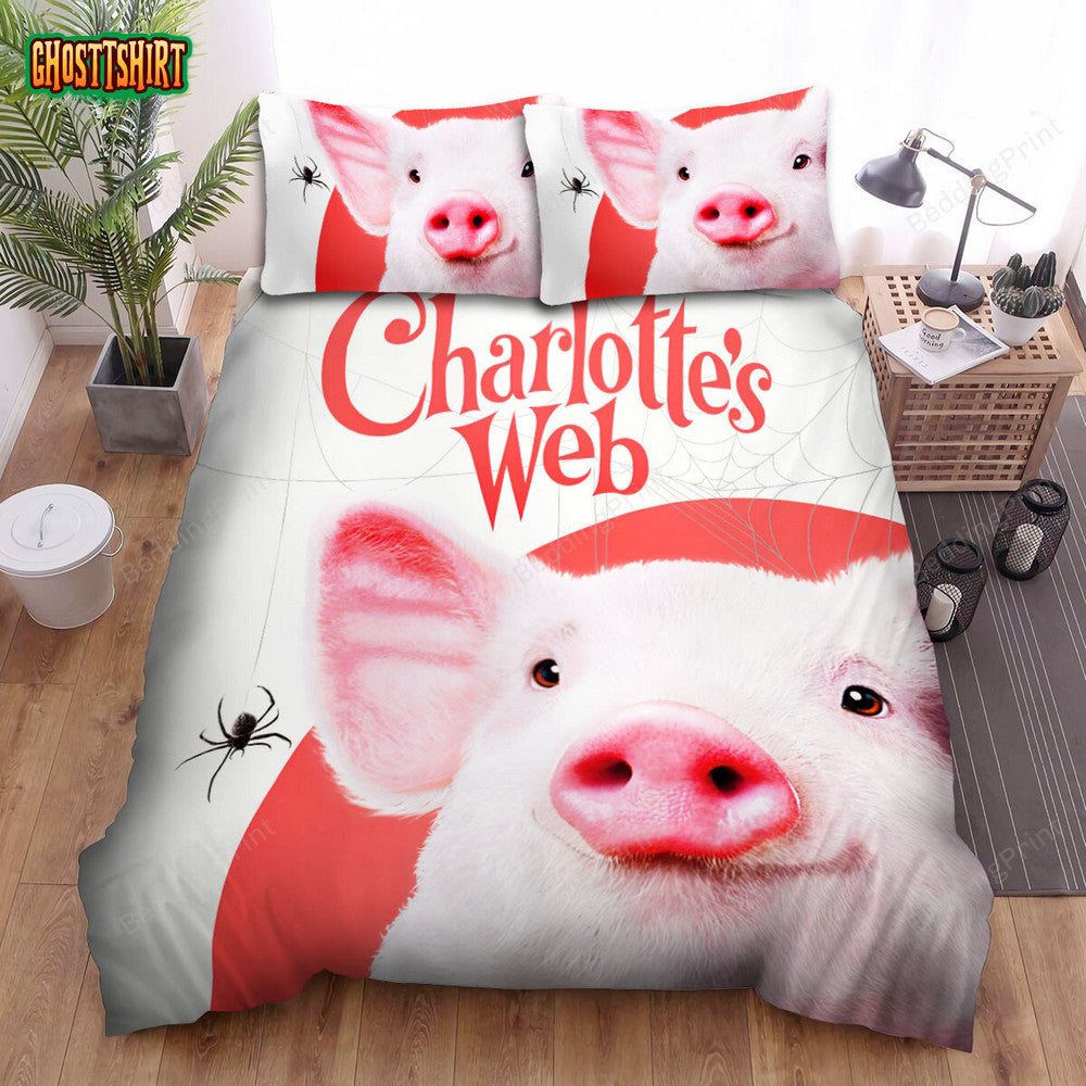 Charlotte's Web (2006) Pink Pig Movie Poster Bed Sheets Duvet Cover Bedding Set