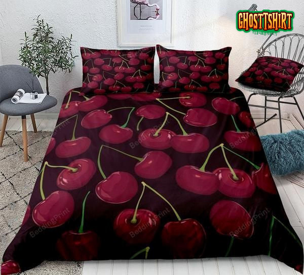 Cherry Bed Sheets Duvet Cover Bedding Set