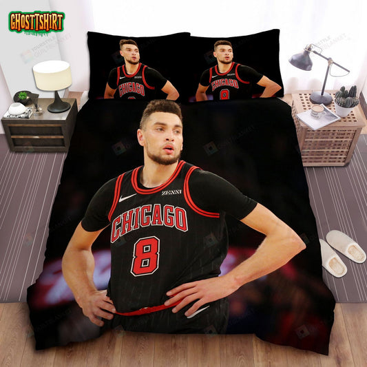 Chicago Bulls Zach Lavine Photograph Bed Sheet Spread Comforter Duvet Cover Bedding Set