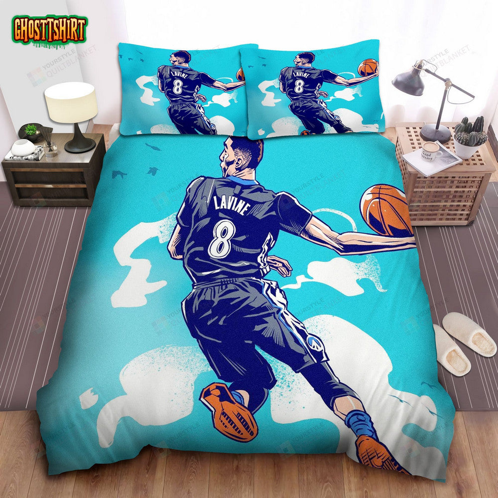 Chicago Bulls Zach Lavine Powerful Dunking Bed Sheet Spread Comforter Duvet Cover Bedding Set