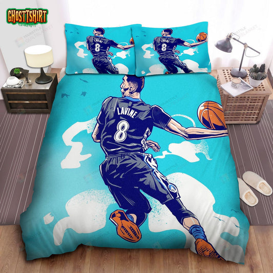 Chicago Bulls Zach Lavine Powerful Dunking Bed Sheet Spread Comforter Duvet Cover Bedding Set