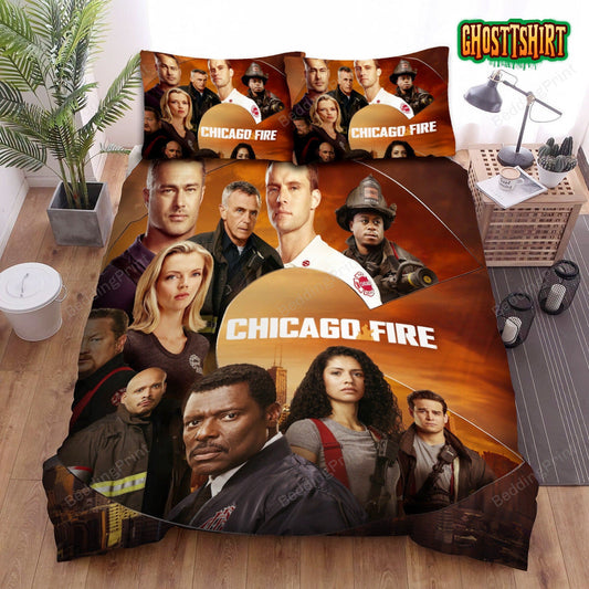 Chicago Fire Main Cast Poster Bed Sheets Spread Duvet Cover Bedding Set