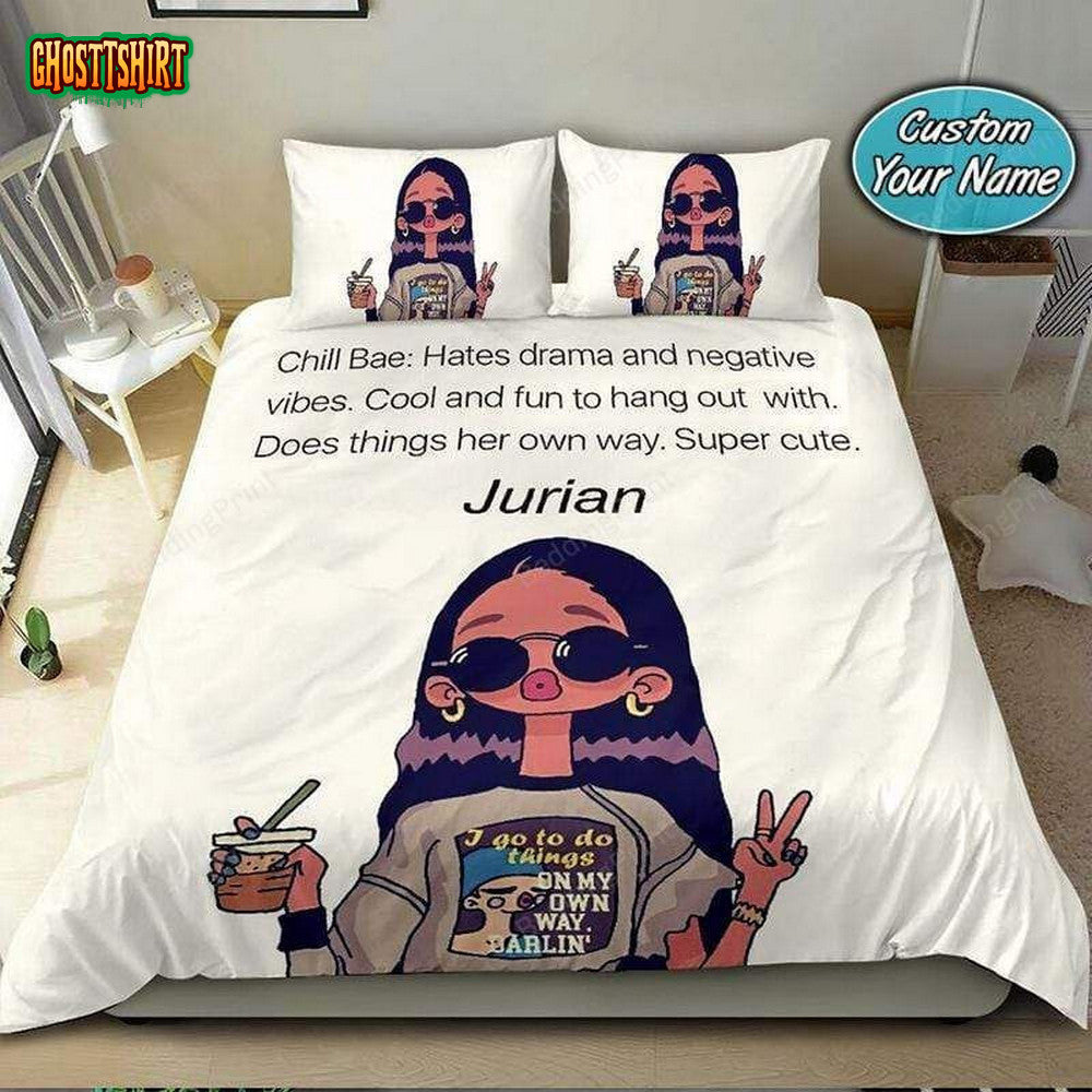 Chill Black Girl Definition Custom Name Duvet Cover Bedding Set
