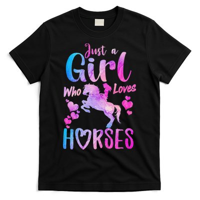 Cute Horse Just A Who Loves Horses Riding T-Shirt