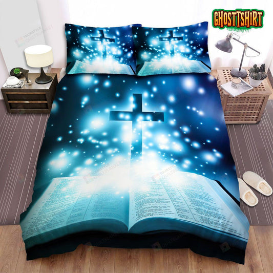Christianity Jesus Radiant Light Cross Bed Sheets Duvet Cover Bedding Set