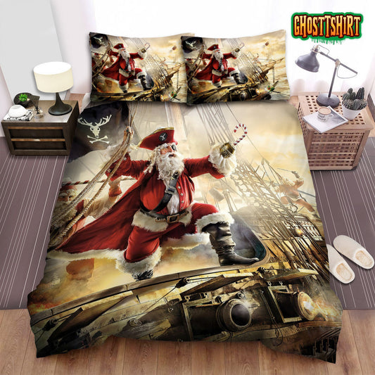 Christmas Art, Santa Claus The Pirate Bed Sheets Spread Duvet Cover Bedding Set
