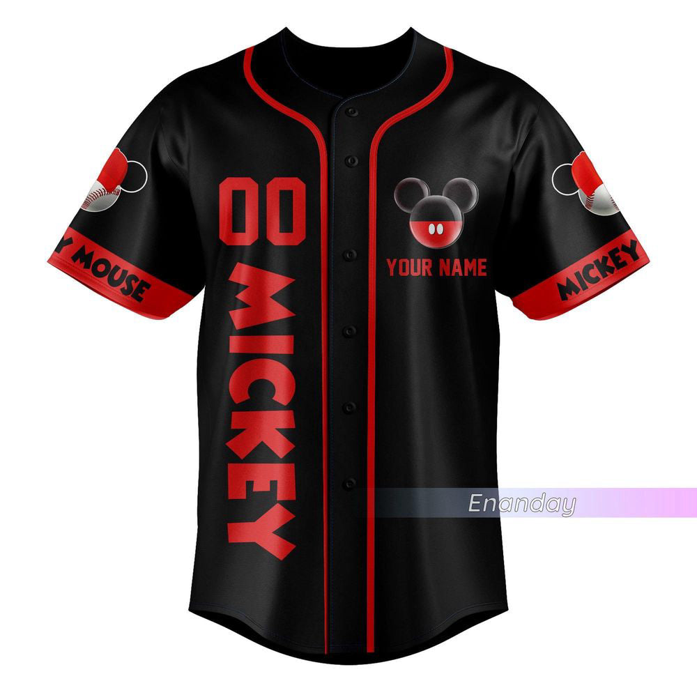 Stylish Christmas Mickey Jersey Shirt - Custom Baseball Design Mickey Baseball Jersey - Bafud