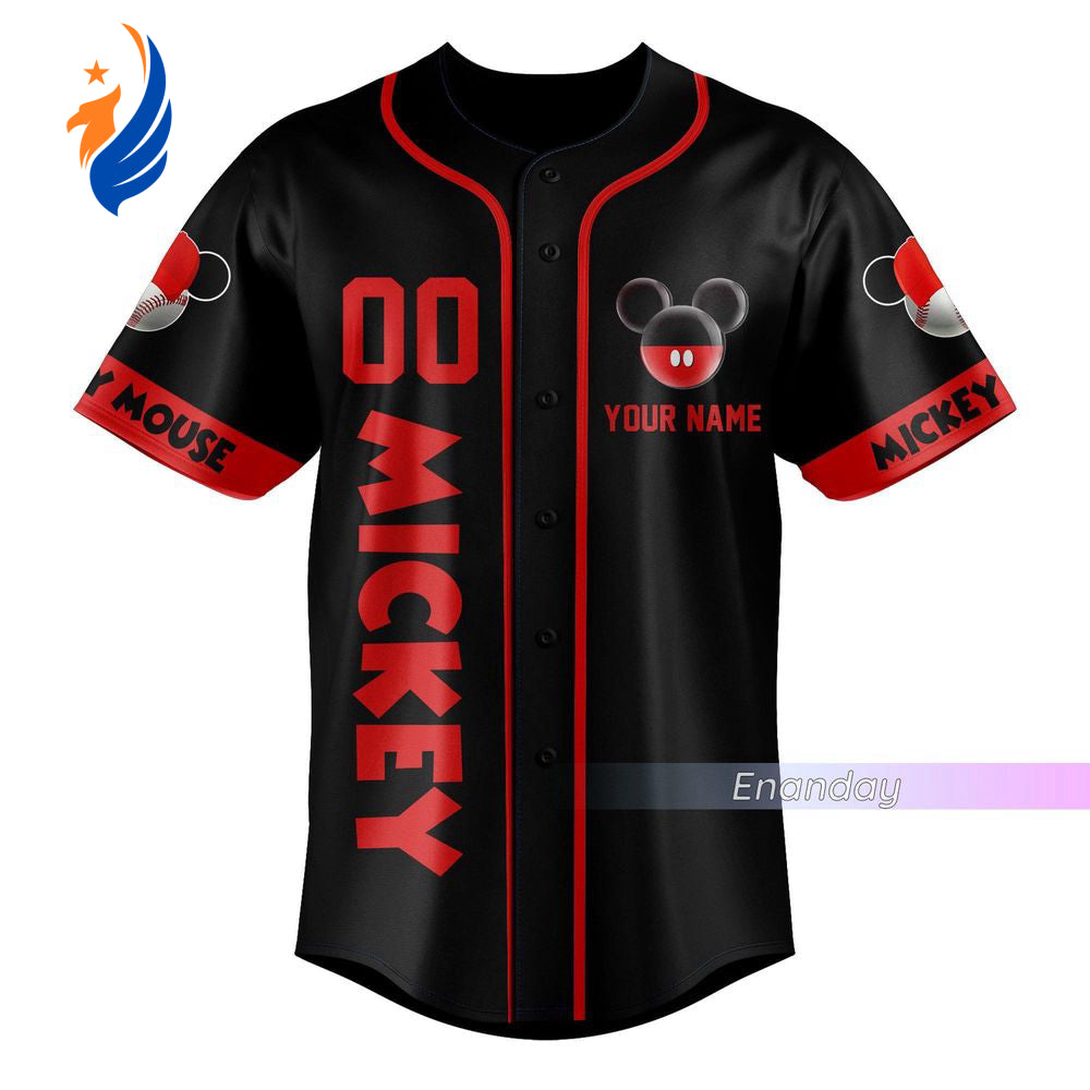 Stylish Christmas Mickey Jersey Shirt - Custom Baseball Design Mickey Baseball Jersey - Bafud