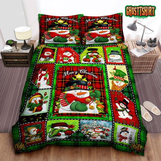 Christmas Snowman Merry Christmas Bed Sheets Duvet Cover Bedding Set