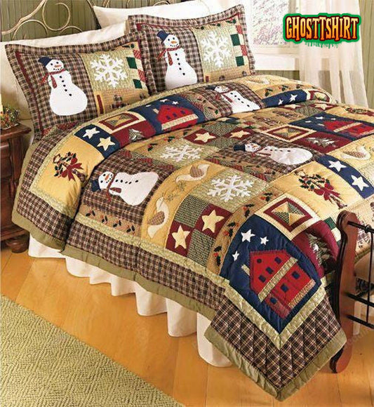 Christmas Snowman Patterns Bed Sheets Duvet Cover Bedding Set