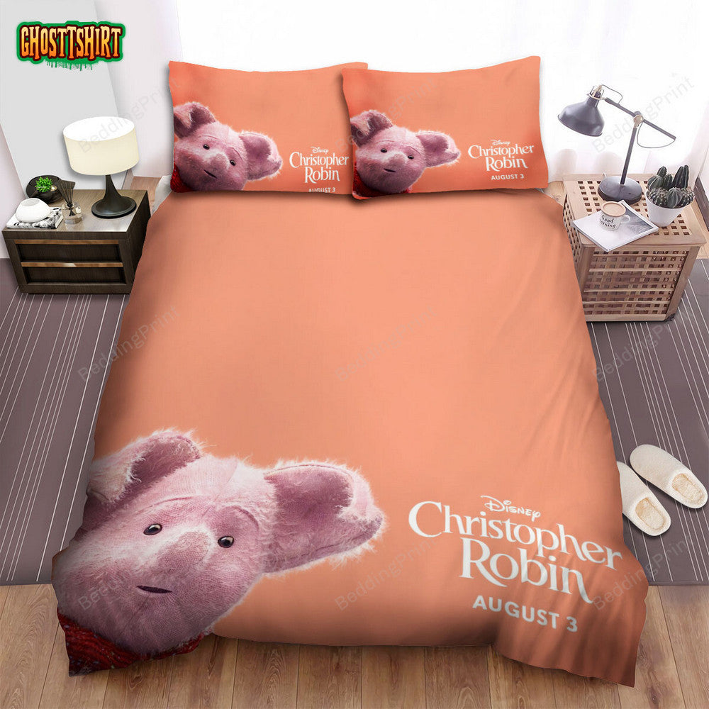 Christopher Robin (2018) Piglet Movie Poster Ver 1 Bed Sheets Duvet Cover Bedding Set