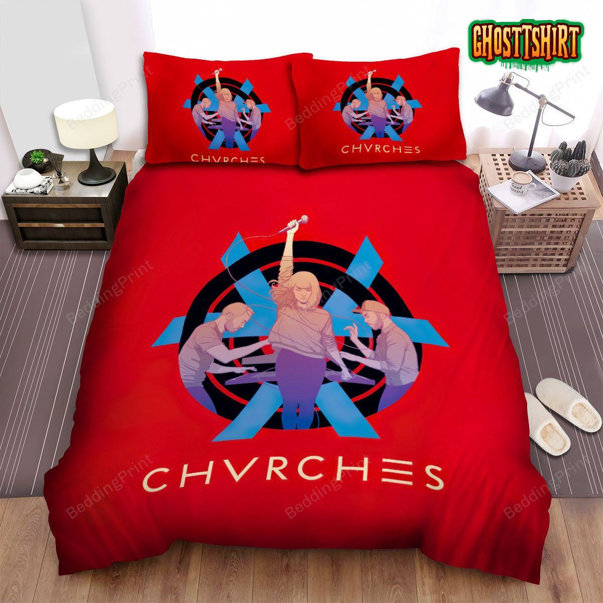 Chvrches Red Background Bed Sheets Duvet Cover Bedding Set