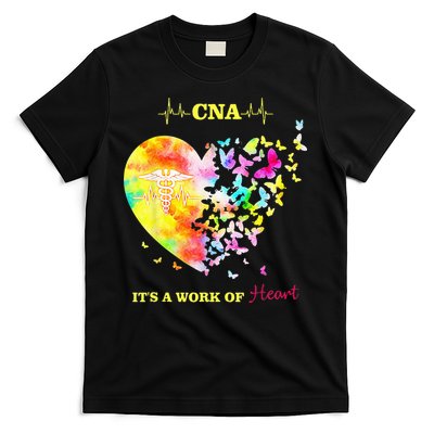 CNA Its A Work Of Heart Butterfly Nurse T-Shirt
