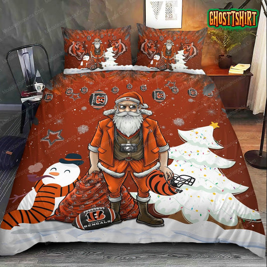 Cincinnati Bengals Christmas Santa Claus Bedding Set