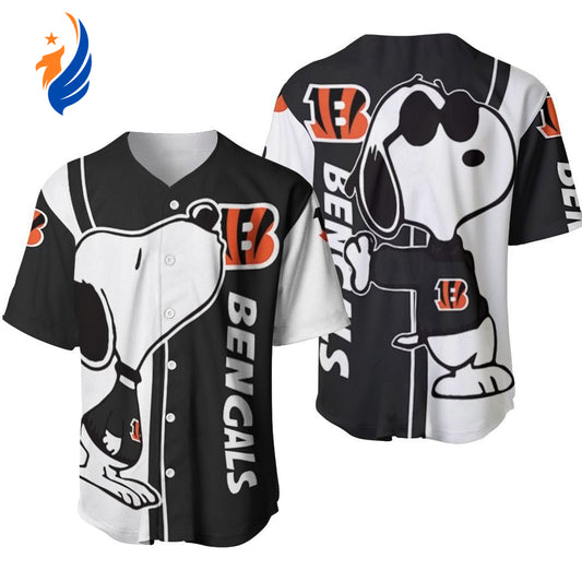 Cincinnati Bengals Snoopy Lover Printed Baseball Jersey - Gift for Men Women- Gift for Women Men - Bafud
