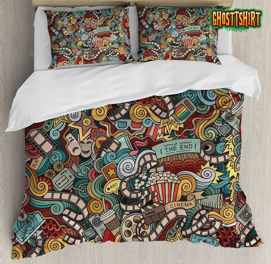 Cinema Items Popcorn Decorative Bedding Set