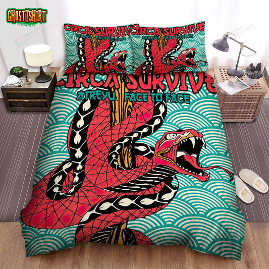 Circa Survive Band Red Snake Art Bed Sheets Spread Comforter Duvet Cover Bedding Set